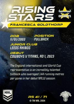 2024 NRL Traders Titanium - Rising Stars #RS41 Francesca Goldthorp Back